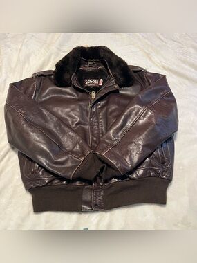 Scott Men’s Dark Brown Leather Bomber Jacket with Fur Collar